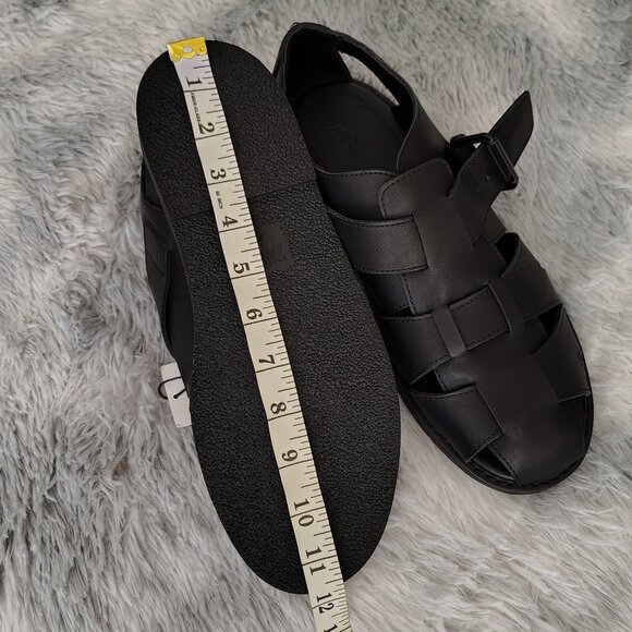 Men Zara Cage Buckle Up Sandals/Shoes Leather Black size (43 EUR) (10 USA)